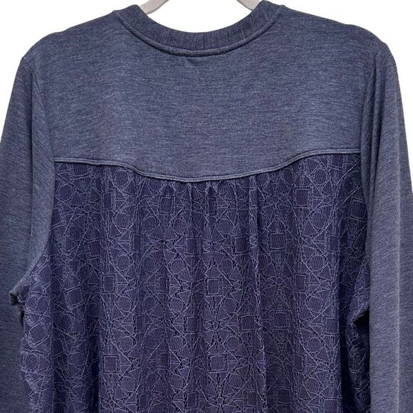 Logo Lounge Tunic Top Women's 2X Purple Zip Up Pockets V-Neck Lovely Lace Back - Picture 7 of 14